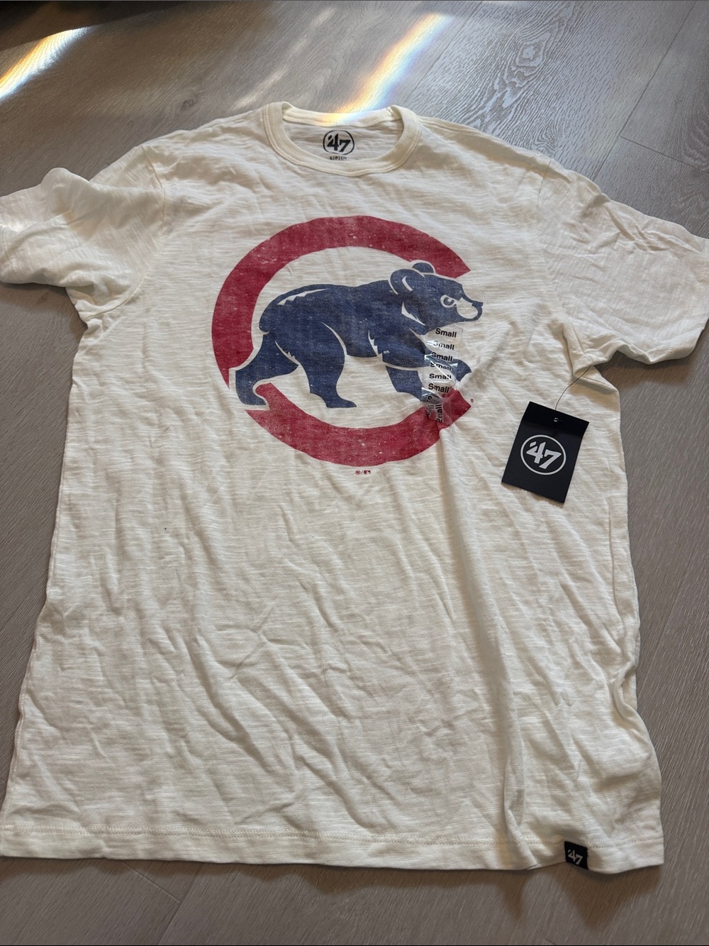 47 Brand White Short-Sleeve Tee with Navy Bear and Red Circle Logo